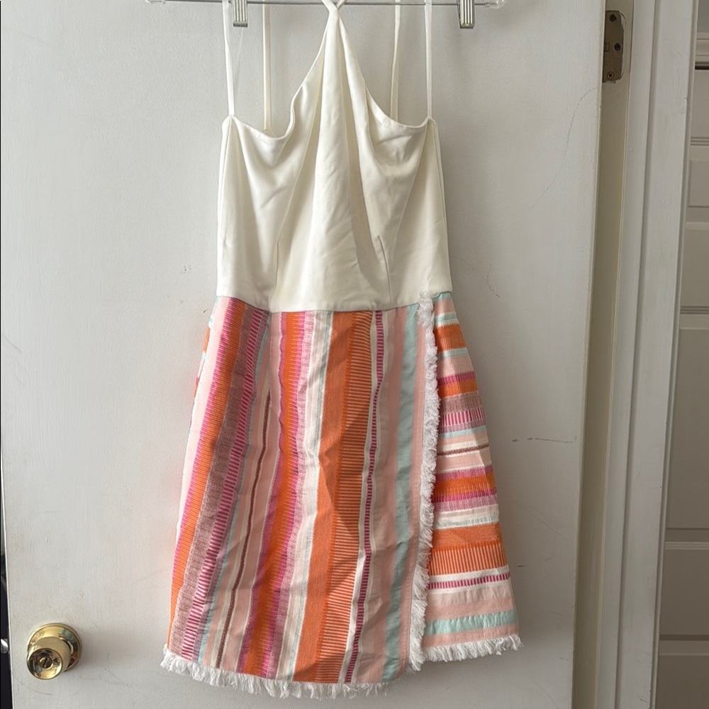 Anthropologie White and Multicolor Mini Dress